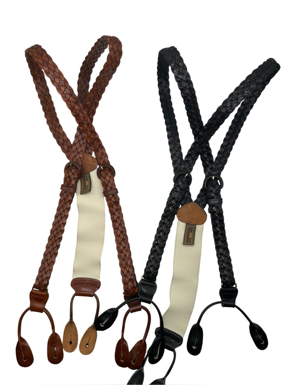 2 pair of Trafalgar Braided Leather Suspenders